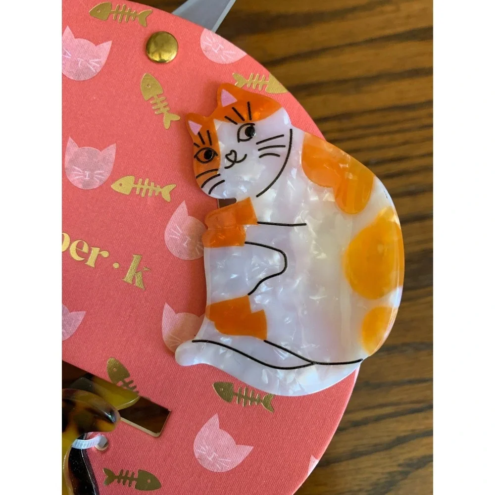 Piper K Cat Hair Claw Clip Set Tortoise Shell Calico Grey Tabby Acetate 3 Pack